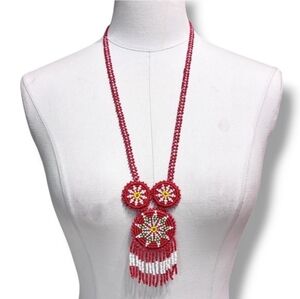 VINTAGE Handmade Beaded Necklace Native Indian Design